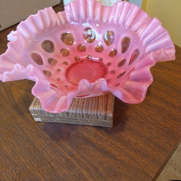 Coin Dot Basket - Etsy Fenton Cranberry Coin Dot Bride\'s Bowl